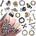 Dornail 30pcs Vintage Punk Alloy Nail Charms 3D Cross Nail Charm Hollow Hanging Rings Latch Metal Nail Art Charms for Nails Jewelry Gothic Design Nail Beauty & Personal Care Dornail