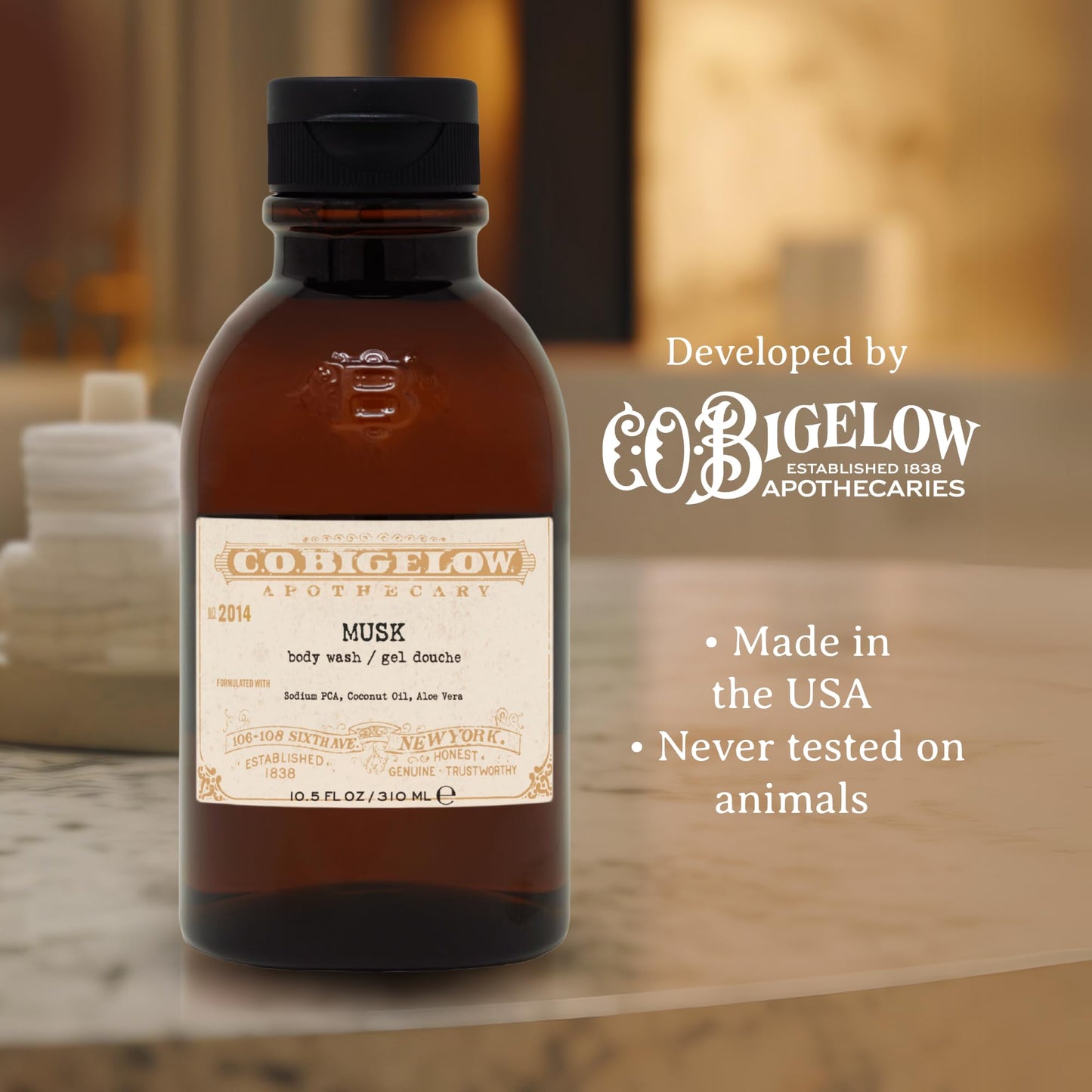 C.O. Bigelow Musk Body Wash, Iconic Collection Moisturizing Body Wash with Coconut Oil & Aloe Vera, 10.5 Fl Oz Beauty & Personal Care C. O. Bigelow
