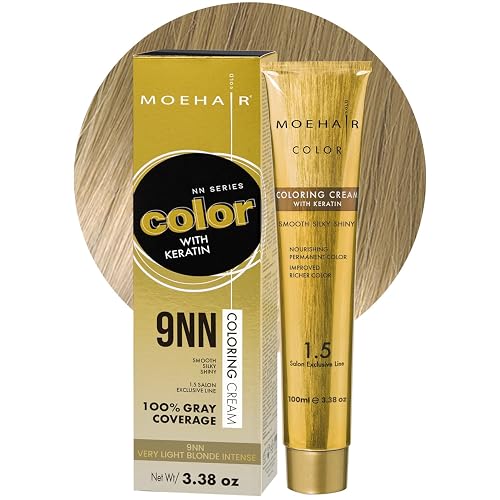 MOEHAIR 9NN Permanent Hair Color (Very Light Blonde Intense) | Hair Color for 100% Gray Coverage | Infused with Keratin | Adds Shines & Smoothens Hair Beauty & Personal Care MOEHAIR