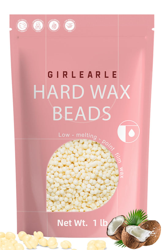 GIRLEARLE Hard Wax Beads, 1lb Wax Beans for Hair Removal, Hard Wax for Sensitive Skin at Home, Wax Refill Perfect for Eyebrow, Facial, Brazilian Beauty and Personal Care GIRLEARLE