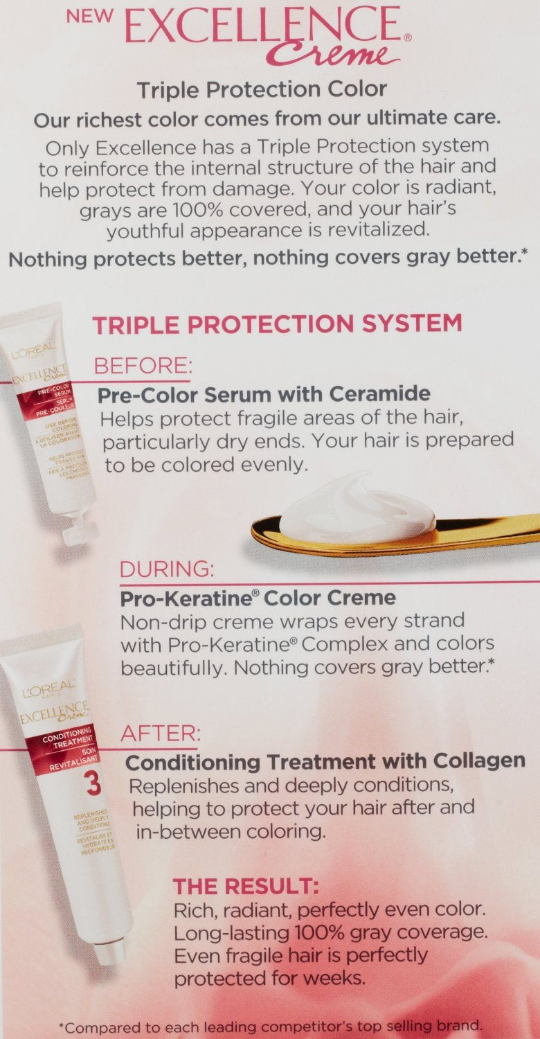 L'Oreal Paris Excellence Creme Triple Protection Hair Color, Light Auburn (Warmer) [6R] 1 ea (Pack of 2) Beauty & Personal Care L'ORÉAL