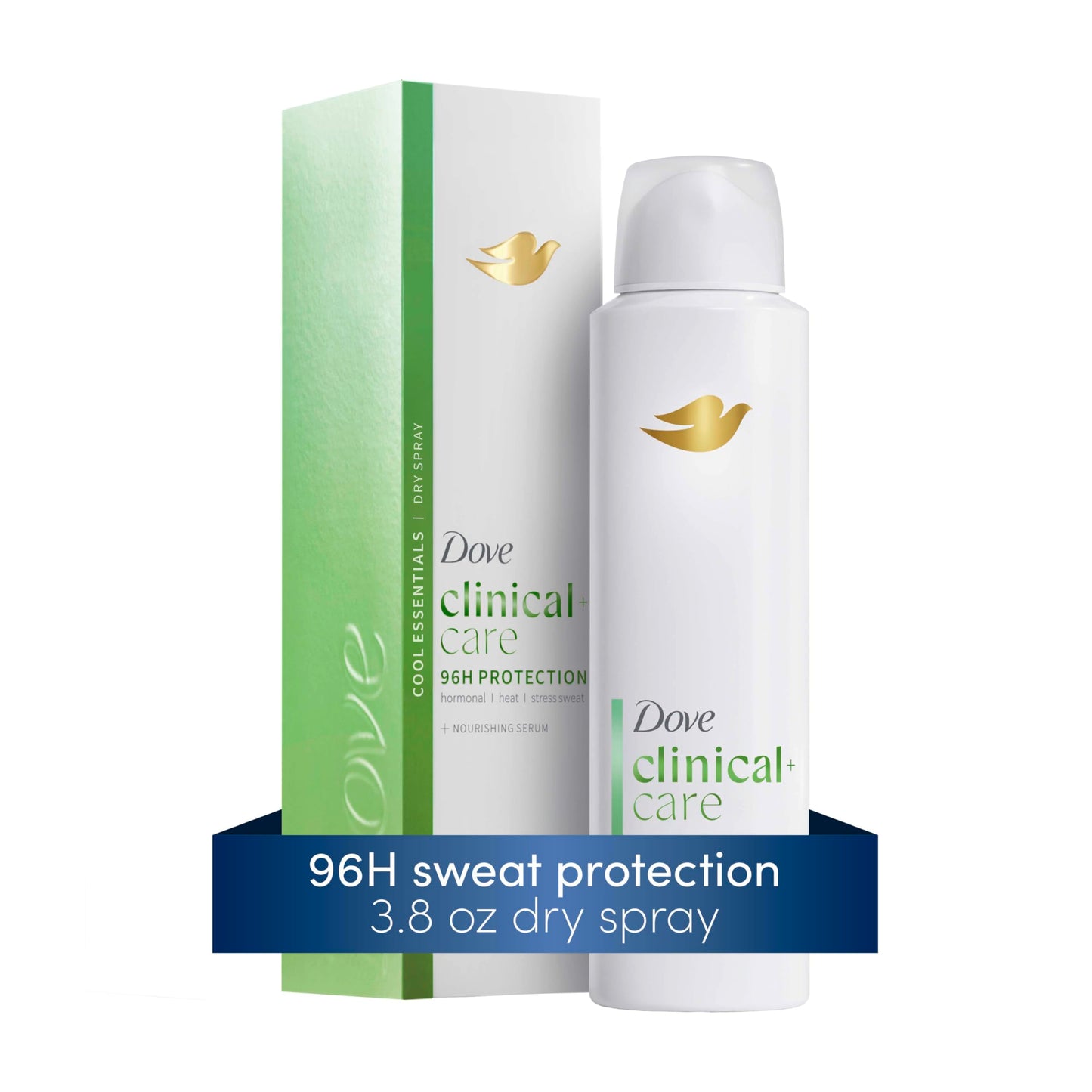 Dove Clinical + Care Antiperspirant Deodorant Dry Spray for Women, 96H Clinical Strength Sweat & Odor Protection, With Nourishing Serum, Cool Beauty and Personal Care Dove