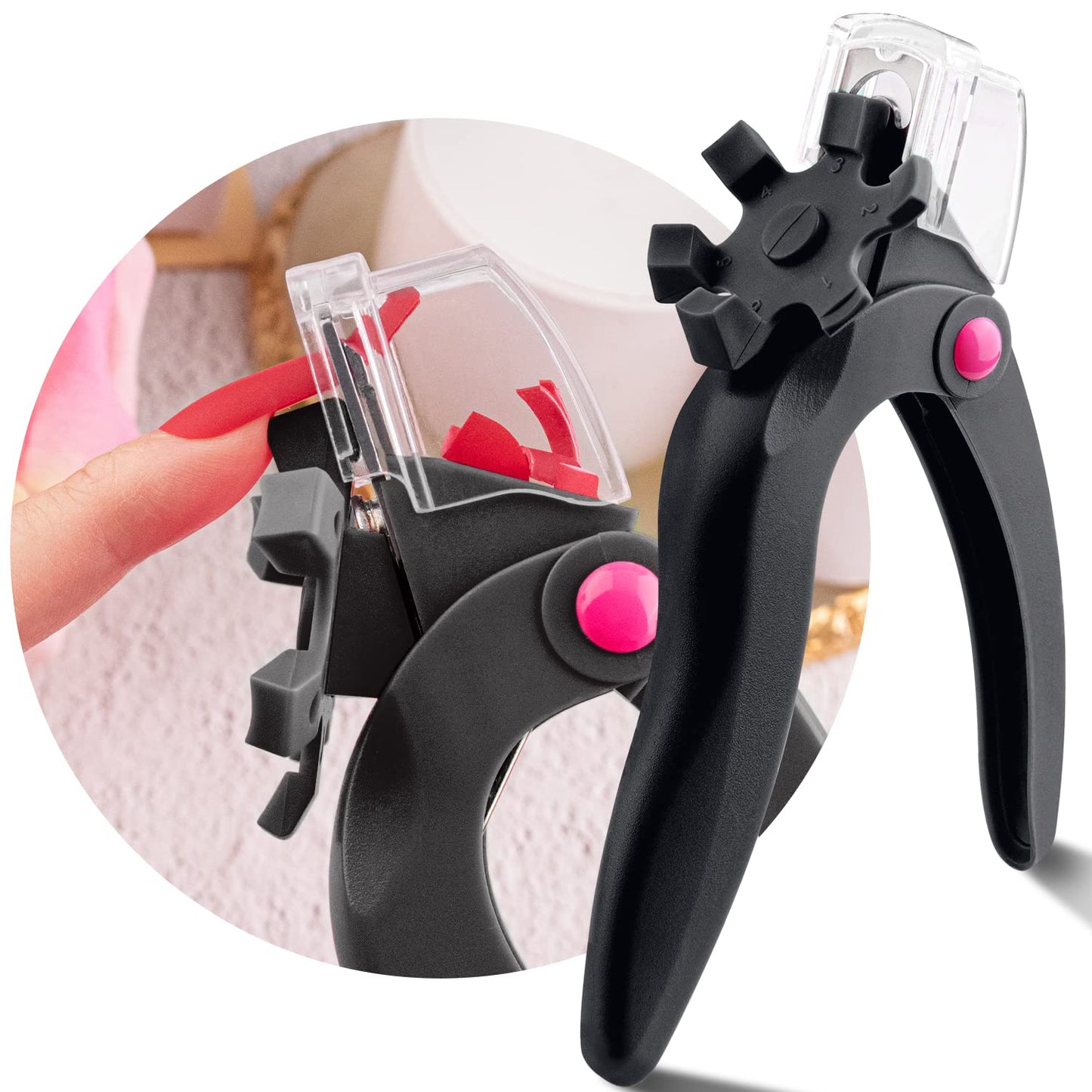 Belleboost Adjustable Acrylic Nail Clippers with Sizer, Catcher and Length Measurement, Black Professional Dial Stainless Steel Blade Nail Tips Beauty & Personal Care BELLEBOOST