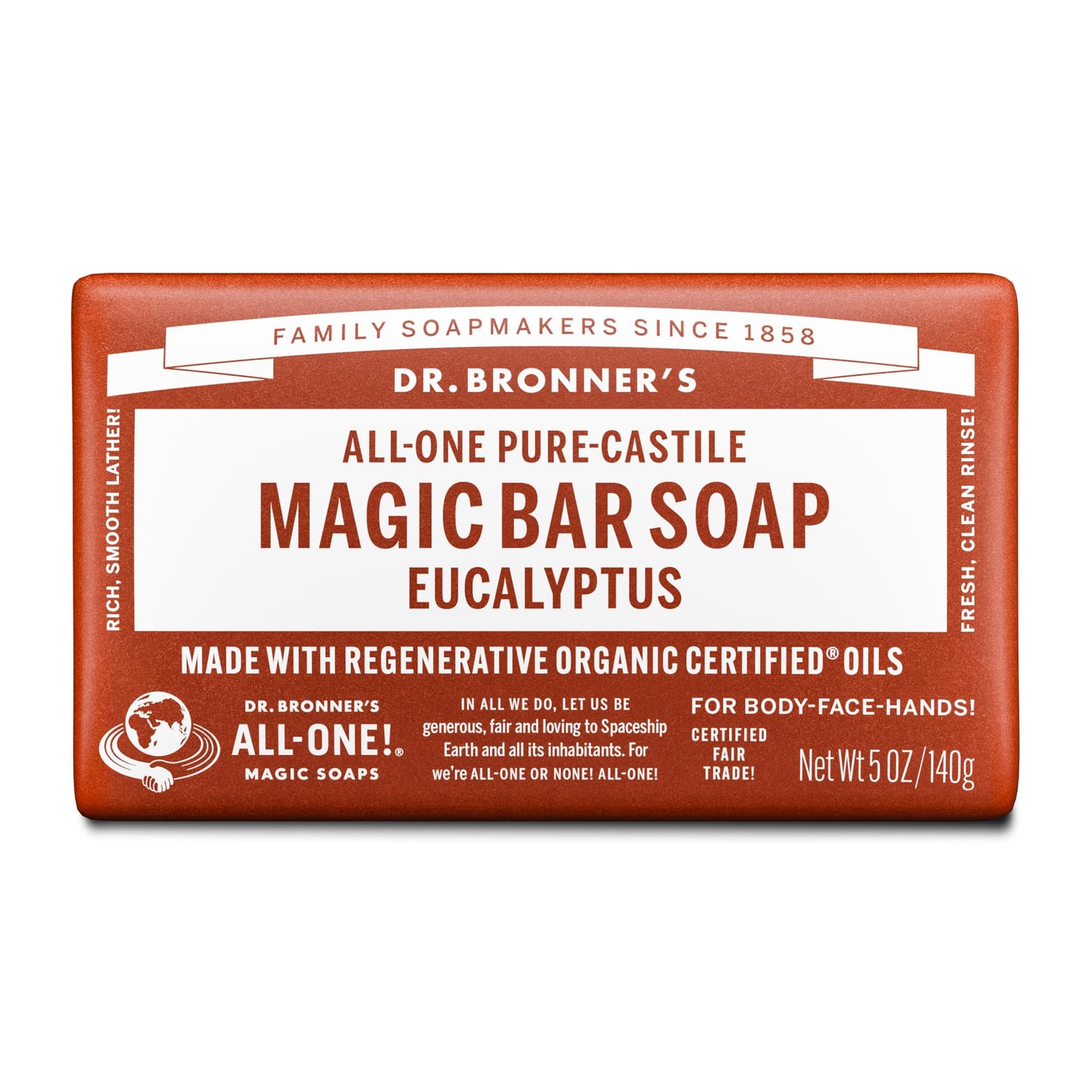 Dr. Bronner’s - Pure-Castile Bar Soap (Eucalyptus, 5 ounce) - Made with Organic Oils, For Face, Body and Hair, Gentle and Moisturizing, Biodegradable Beauty & Personal Care Dr. Bronner's