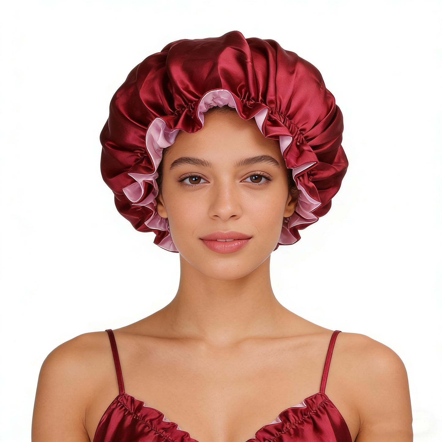 Reversible Satin Bonnet for Sleeping Double Layer Night Sleep Cap Women Adjustable Elastic Head Wrap Turban Wine Red Beauty and Personal Care PENINSULA LOVE