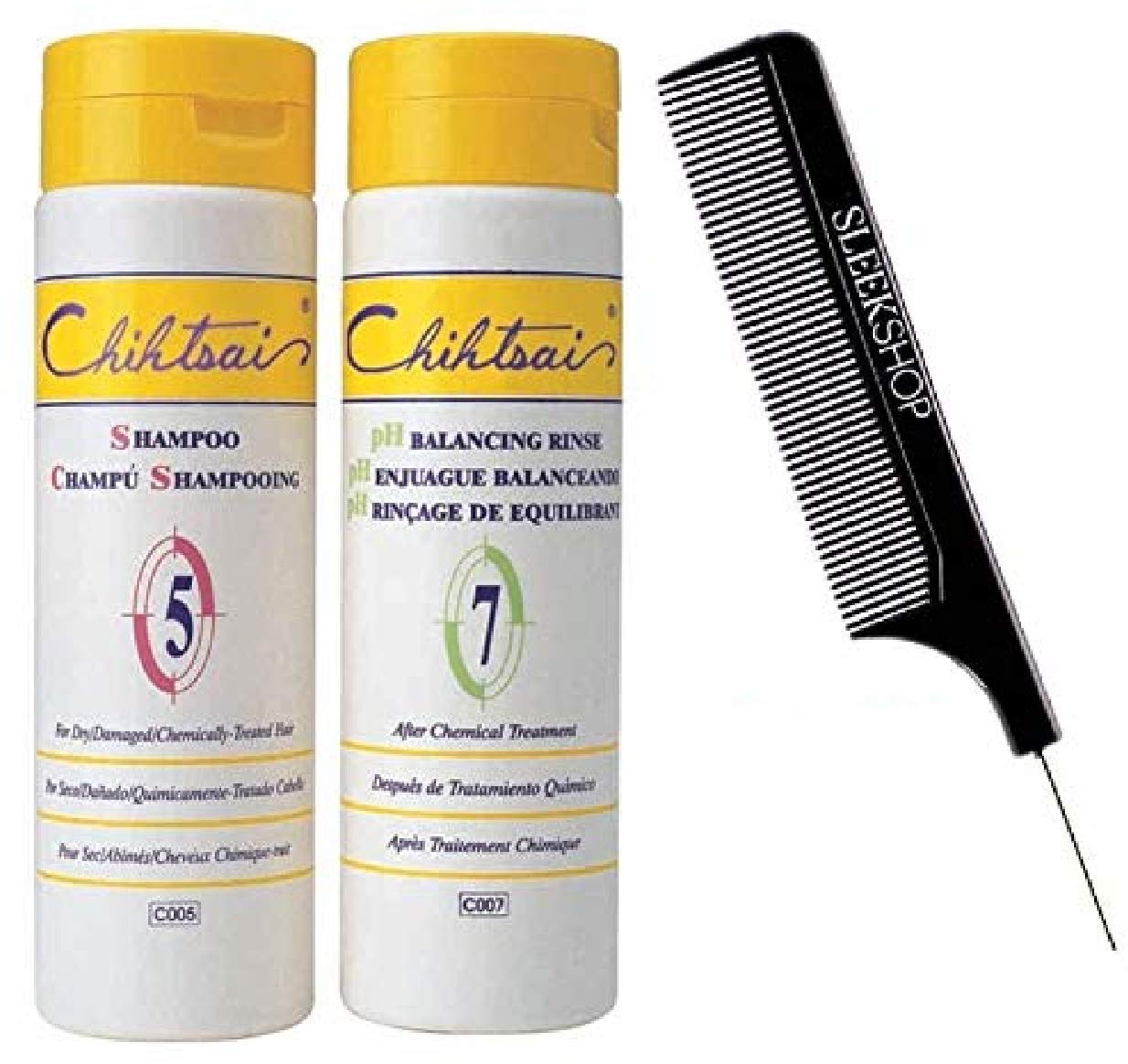 Chihtsai No. 5 SHAMPOO & No. 7 pH BALANCING RINSE Conditioner DUO SET, For Dry, Damaged, Chemically-Treated Hair (w/Sleek Comb) Number 5,7 (8.3 oz Beauty & Personal Care Chihtsai