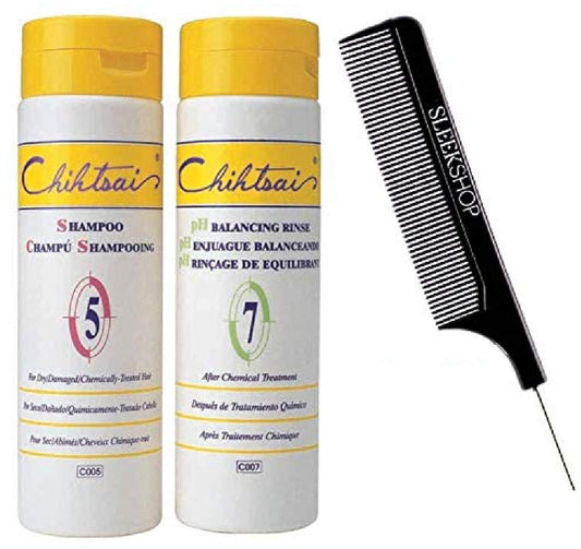 Chihtsai No. 5 SHAMPOO & No. 7 pH BALANCING RINSE Conditioner DUO SET, For Dry, Damaged, Chemically-Treated Hair (w/Sleek Comb) Number 5,7 (8.3 oz Beauty & Personal Care Chihtsai