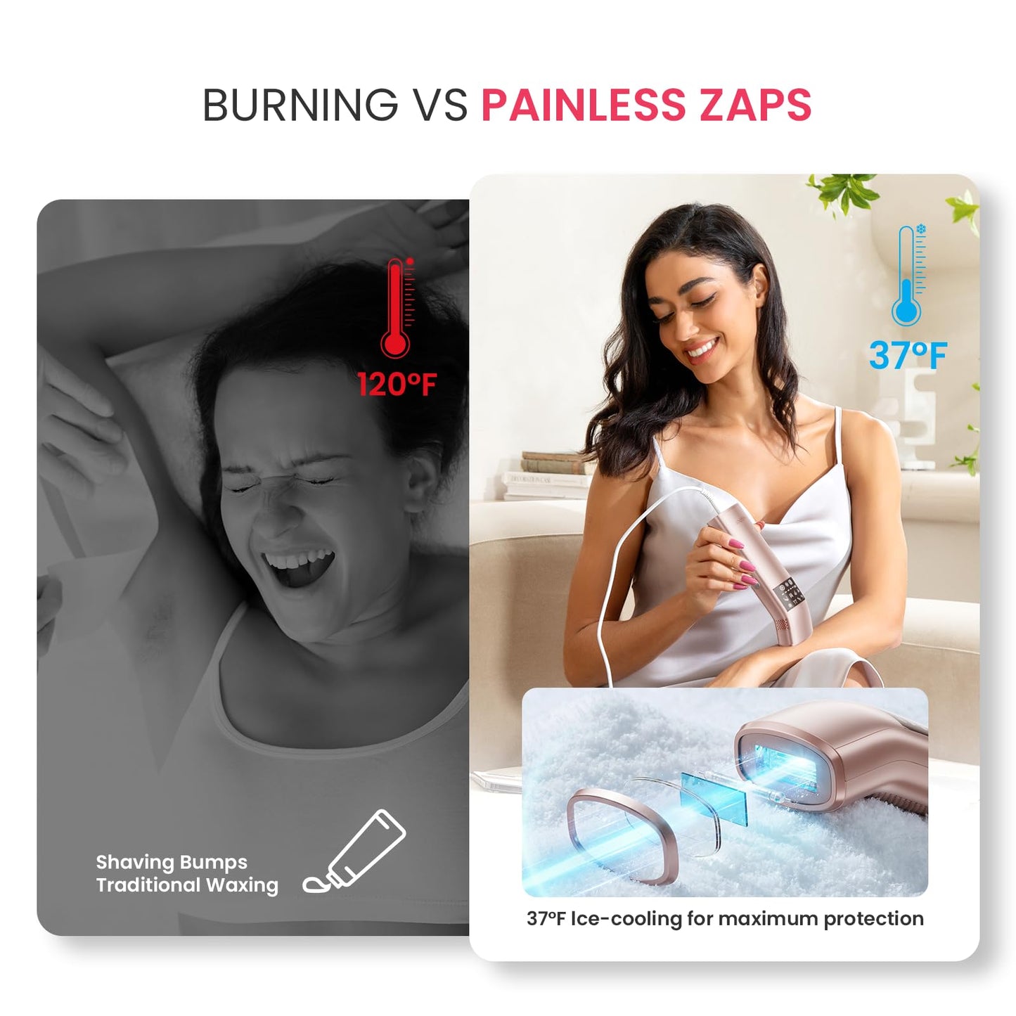 IPL Laser Hair Removal for Women & Men, 25J Triple-Pulse & 12cm² Sapphire 37°F Ice-Cooling Painless Hair Removal for Ingrown & Coarse Hair, Hair Beauty and Personal Care ECOFUN