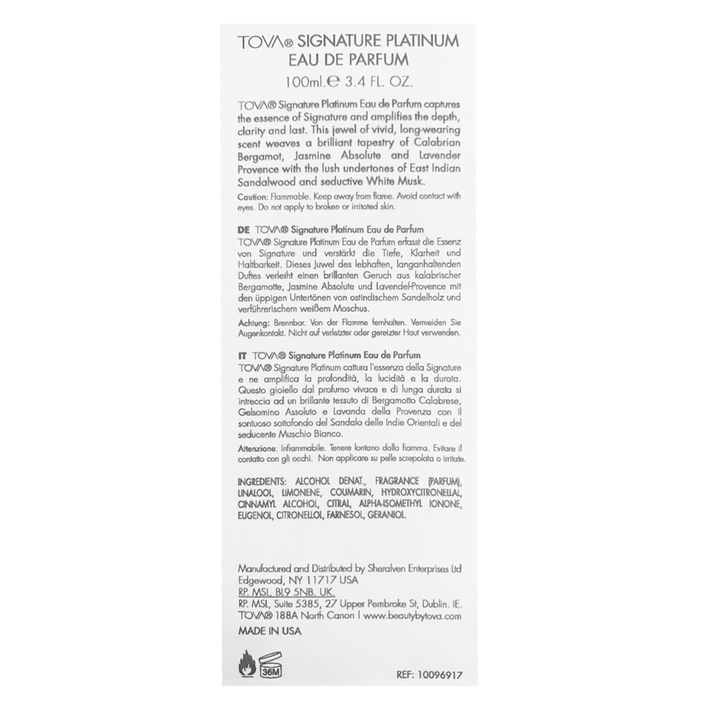 Tova - Signature Platinum - Eau De Parfum - 3.4 oz Beauty & Personal Care Tova