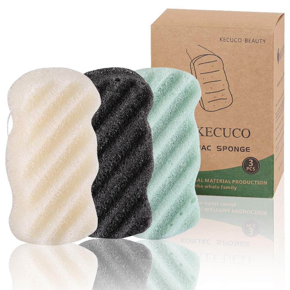 KECUCO 3 Pcs Natural Konjac Facial Sponges for Women and Girls, Gentle Facial Sponge for Cleansing and Makeup Removal, Bath Sponge for Babies Beauty & Personal Care KECUCO