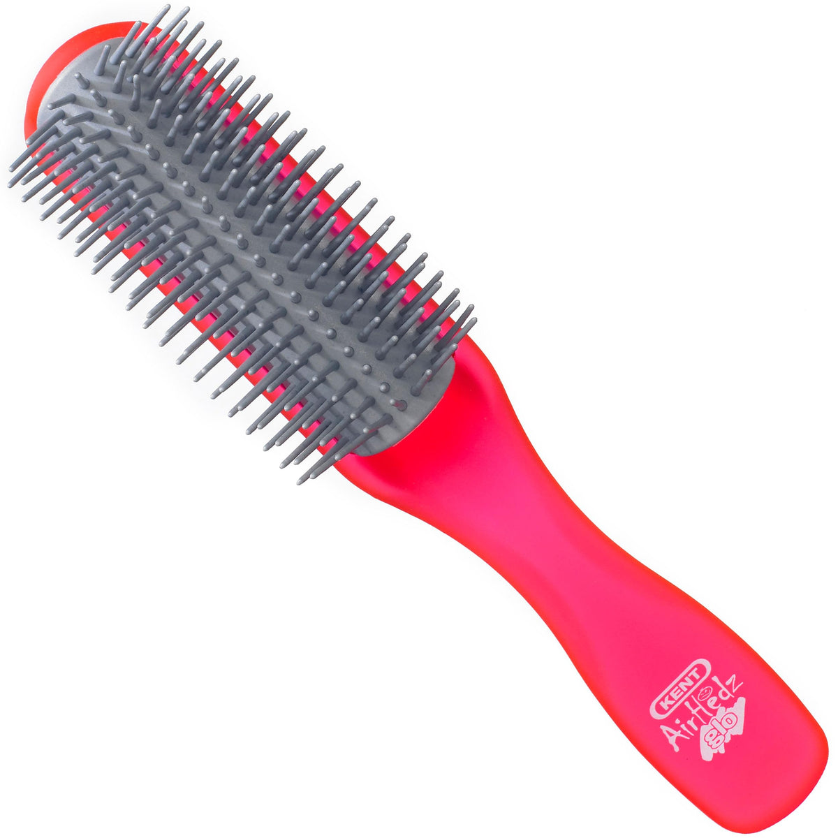 Kent AHGLO01 Airhedz Glo Red Half Round Narrow Detangling Hair Brush - 9 Row Ionic Anti Static Non Scratch Long Nylon Bristle Great for Detangling and
