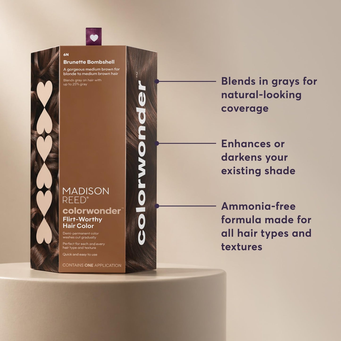 Madison Reed ColorWonder Demi-Permanent Hair Color Kit - 6N Medium Brown (Brunette Bombshell) | Blends Up to 25% Gray, Lasts 25 Washes, Ammonia-Free Beauty & Personal Care Madison Reed