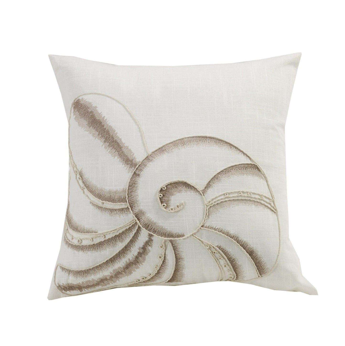 HiEnd Accents Newport Decorative Throw Pillow 18x18 inch, Cream Seashell Embroidery, Chic Casual Boho Romantic Accent Pillow for Bed, Couch, Sofa Beauty and Personal Care H HIEND ACCENTS