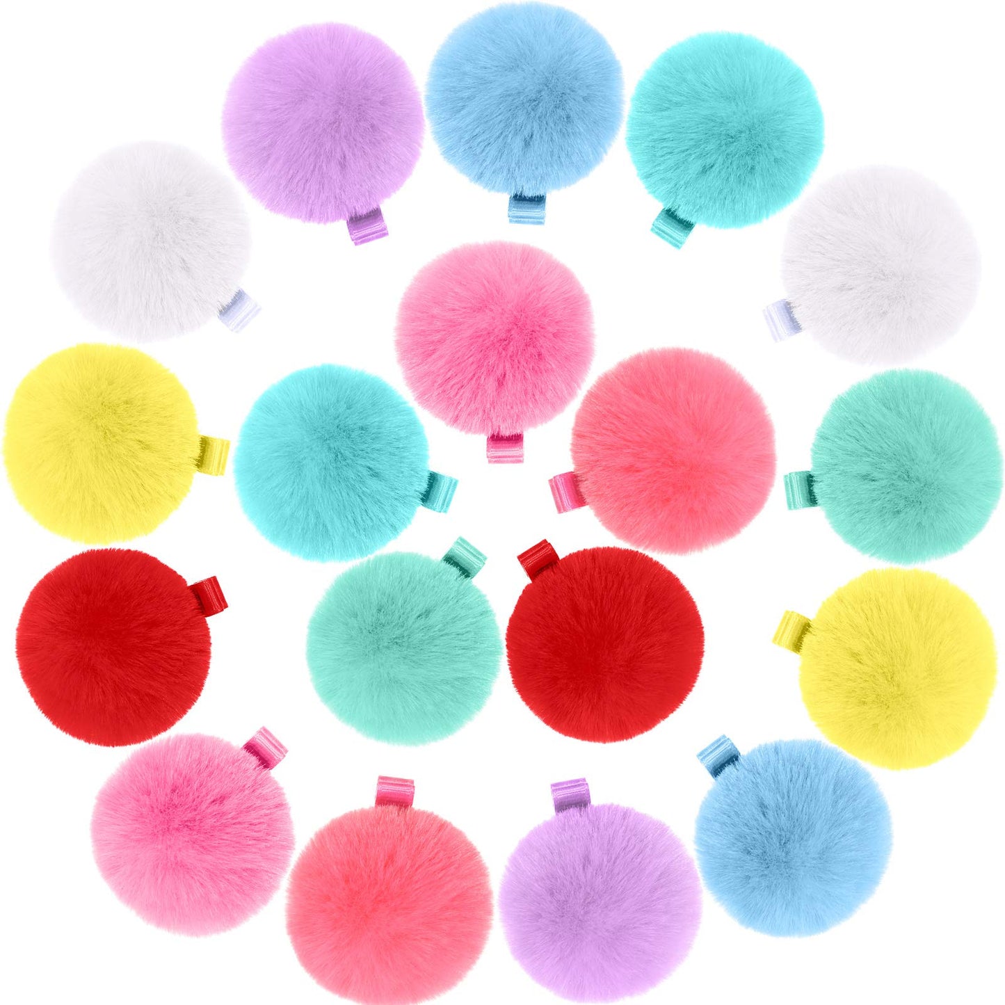 18 Pcs Pom Pom Hair Clip 2'' Candy Color Hair Clip Beauty & Personal Care WILLBOND