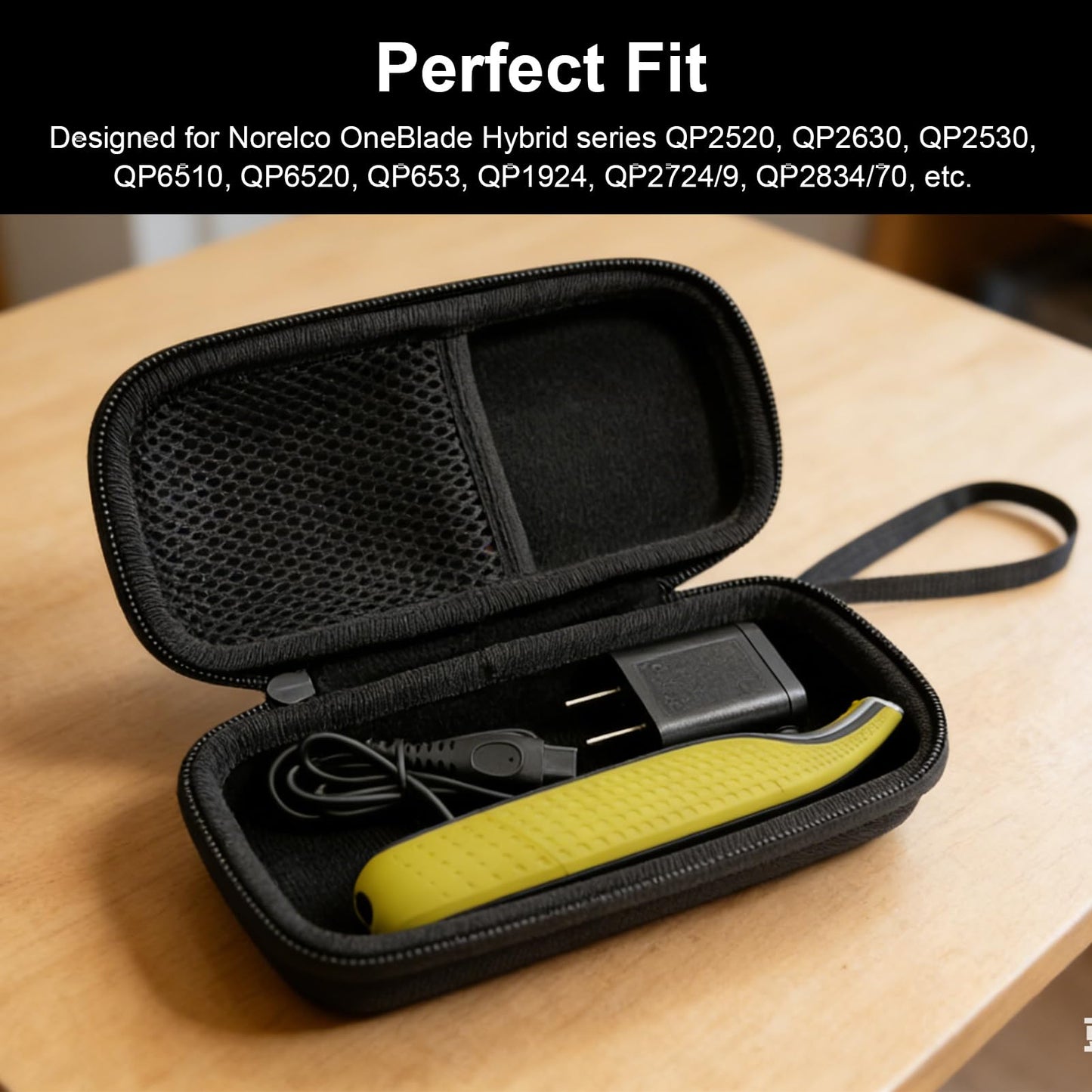 Diyeeni Hard EVA Travel Case Face and Body Hybrid Electric Trimmer Shaver, Protective Organizer with Mesh Pocket for Small Accessories, for QP2520 Beauty and Personal Care Diyeeni