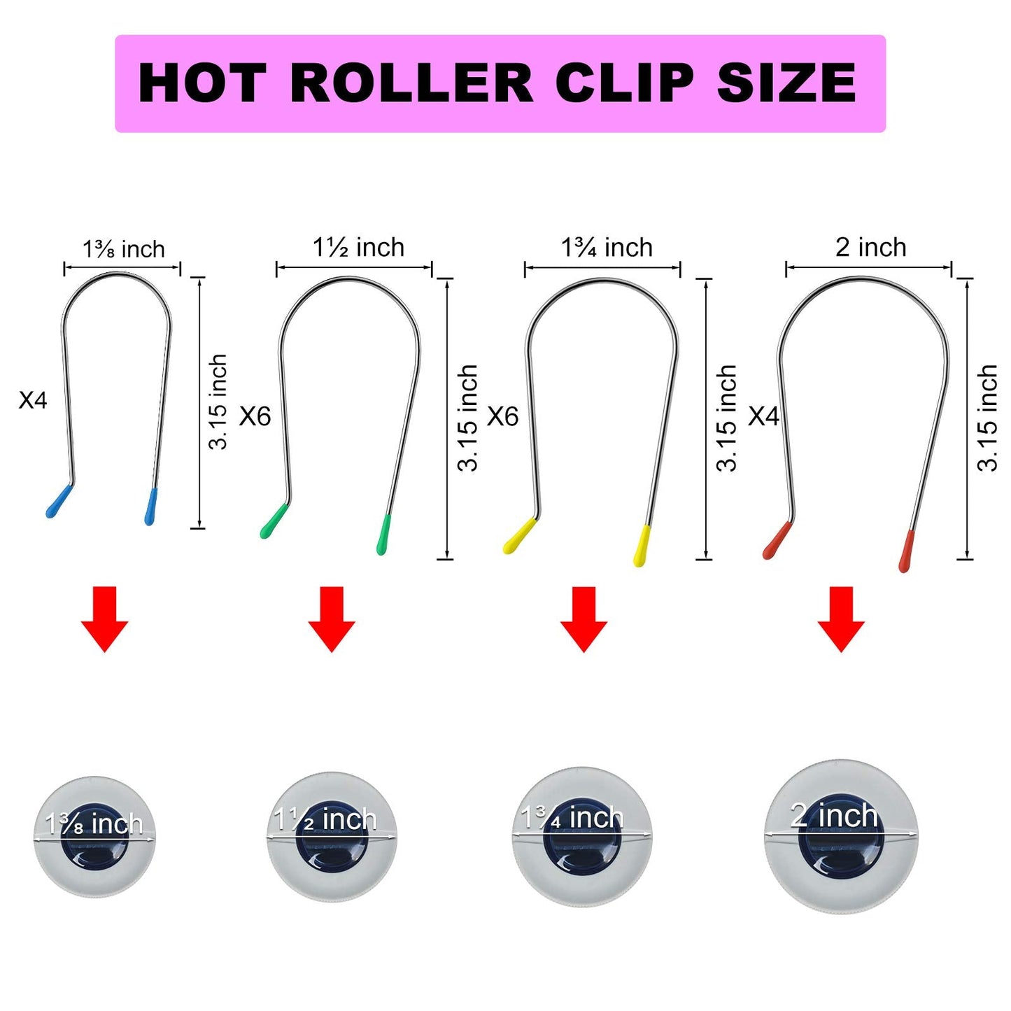 Hot Curler Clips Replacement Hot Roller Clips Rollers Securing Pins Fits 1.5 inch, 1.75 inch Hot Rollers Curlers Beauty & Personal Care Jicoyin