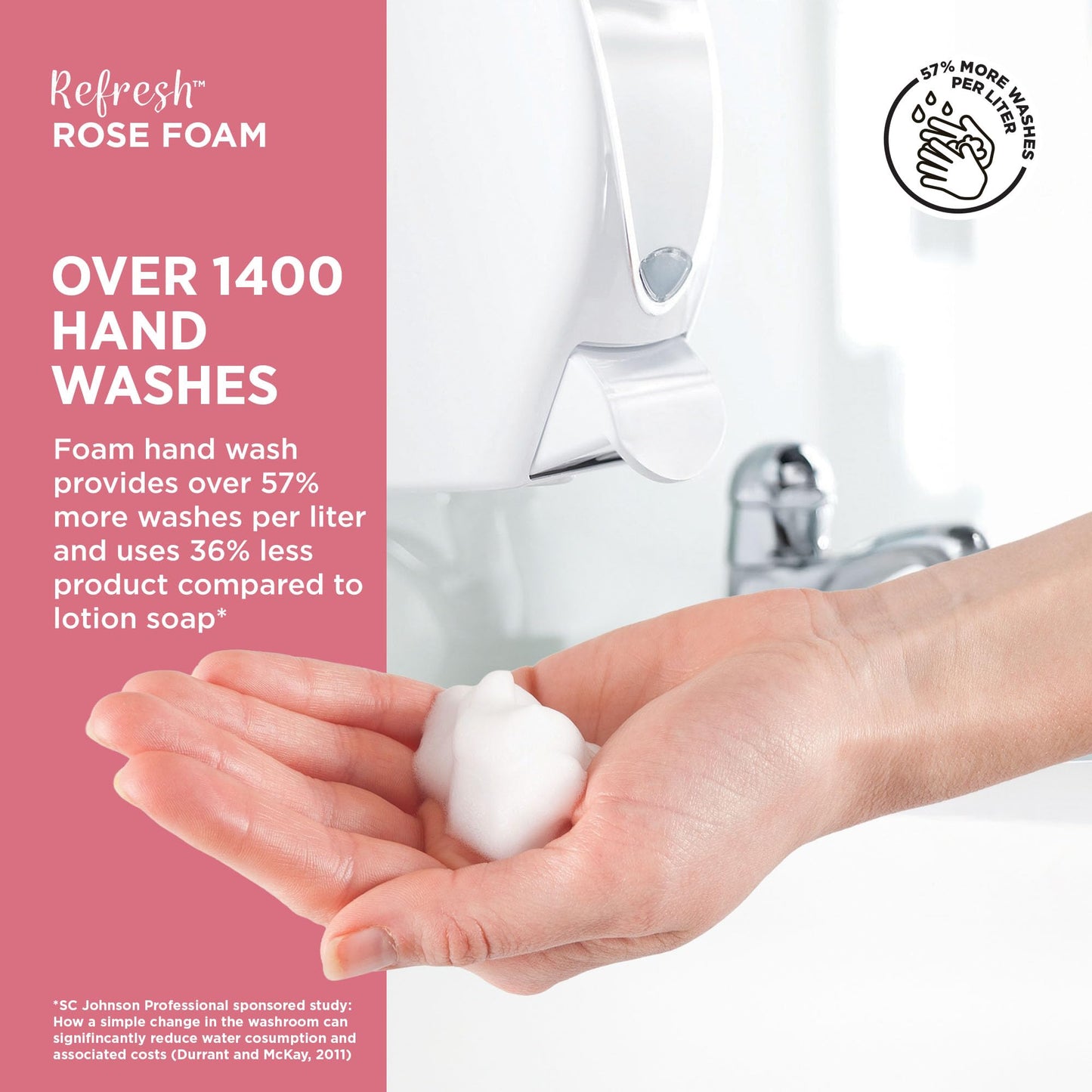 SC Johnson Professional Refresh Rose FOAM, Foam Hand Wash, Foaming Hand Soap, 1 Liter Cartridge, 2 Count, for Professional Use Only Beauty & Personal Care SC Johnson Professional