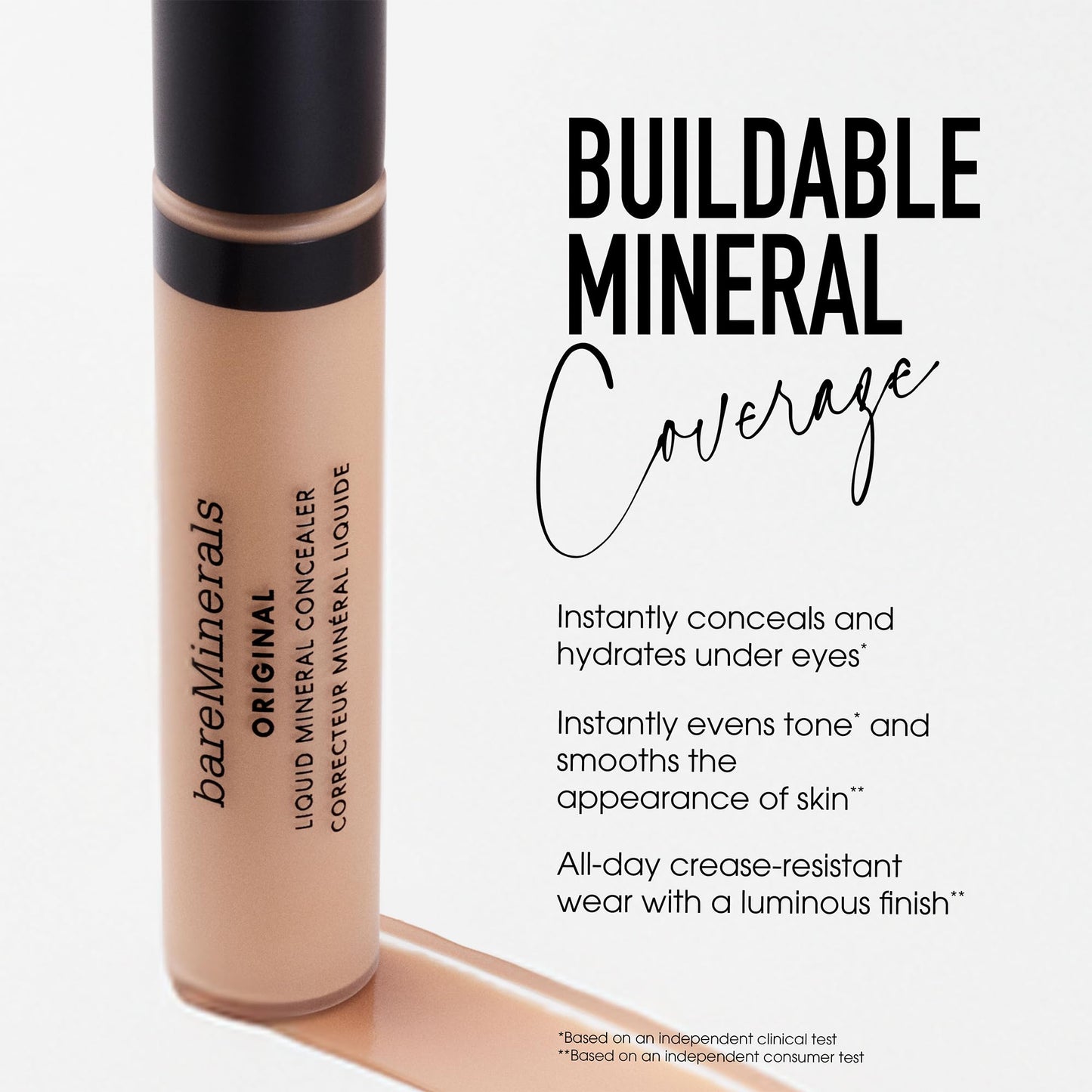bareMinerals Original Liquid Mineral Concealer, Brightening Dark Circle Eye Concealer, Reduces Look of Fine Lines, Buildable Coverage, Vegan Beauty & Personal Care bareMinerals