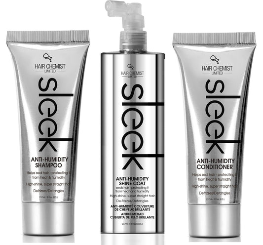 Hair Chemist Sleek Anti-Humidity Shampoo 8oz, Conditioner 8oz & Shine Coat 8oz 3-PC SET - Frizzy Hair Shampoo and Anti-Frizz Treatment Collection Beauty & Personal Care Hair Chemist