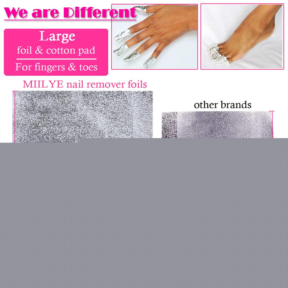 MIILYE Nail Polish Remover Foil Wraps for Acrylic/Dip Powder/UV/Gel/Polish Varnish Soak-off Removal, with Pre-attached Lint Free Pad (100x Gel Nail Beauty & Personal Care MIILYE