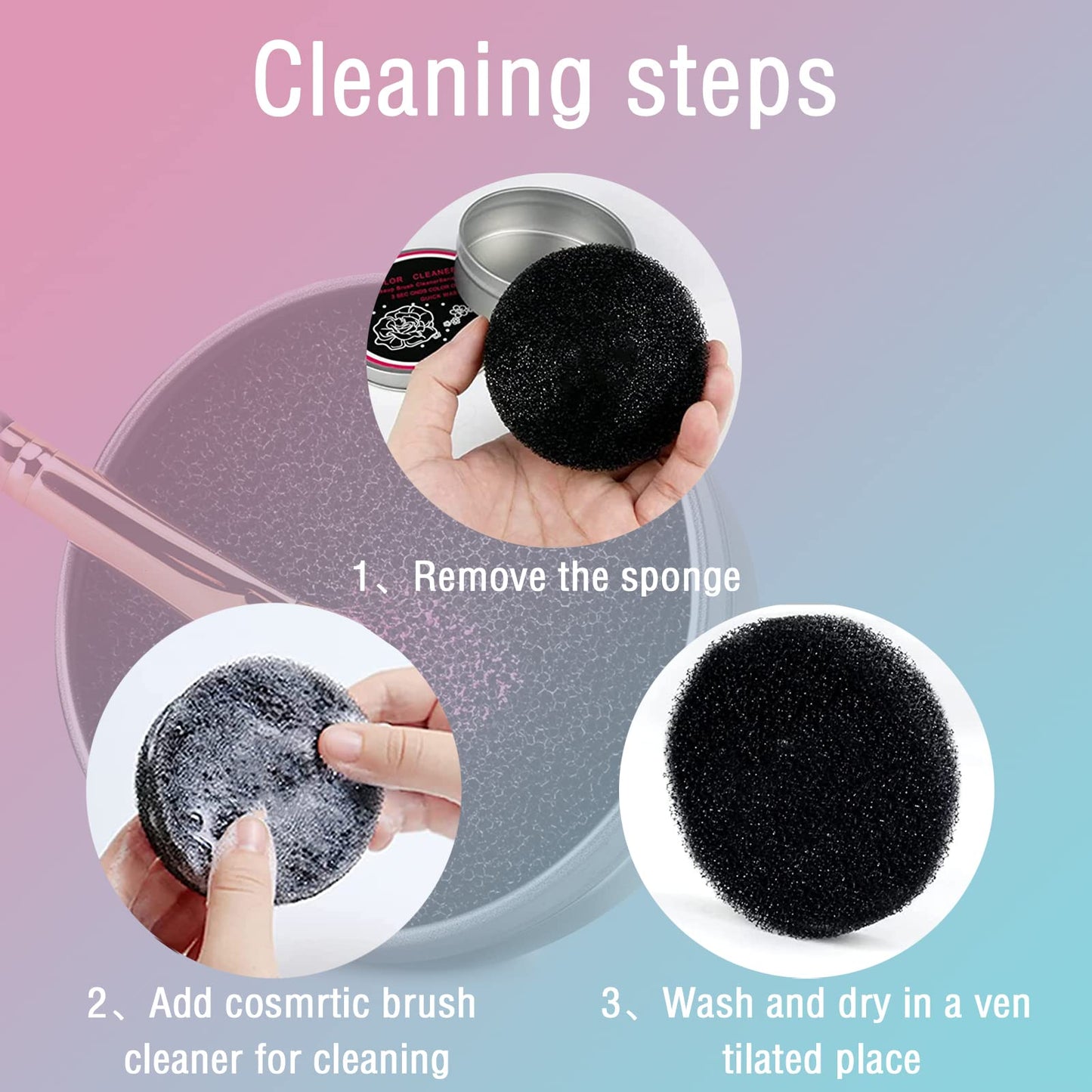 2 Pack Cleaner Sponge, Dry Makeup Brushes Cleaner Eye Shadow or Blush Color Removal Quickly Switch to Next Color Beauty & Personal Care VANVENE