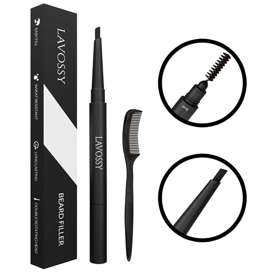 LAVOSSY Beard Pencil Filler for Men - Long Lasting and Easy to Use Beard Pen with blending brush results in a sleek & natural look, Water/Sweat Proof Beauty & Personal Care LAVOSSY