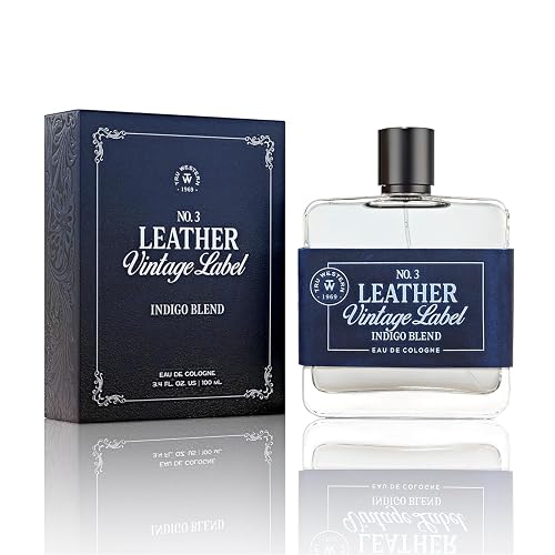 Leather No. 3 by Tru Western, Vintage Label Indigo Blend, 3.4 fl oz (100 ml), with Notes of Velvety Citrus, Blue Vetiver, Wild Lavender, and Sueded Beauty & Personal Care Tru Fragrance Beauty