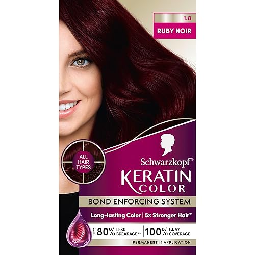 Schwarzkopf Keratin Permanent Hair Dye Cream, 1.8 Ruby Noir, Professional Quality Color for Up to 100% Gray Coverage, Bond Enforcing System Beauty & Personal Care Schwarzkopf