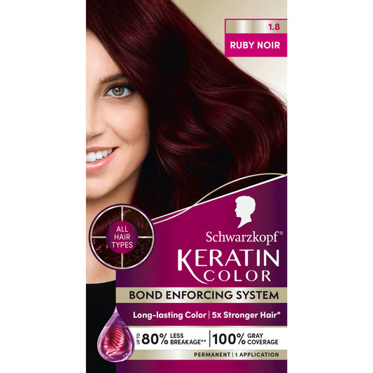 Schwarzkopf Keratin Permanent Hair Dye Cream, 1.8 Ruby Noir, Professional Quality Color for Up to 100% Gray Coverage, Bond Enforcing System Beauty & Personal Care Schwarzkopf