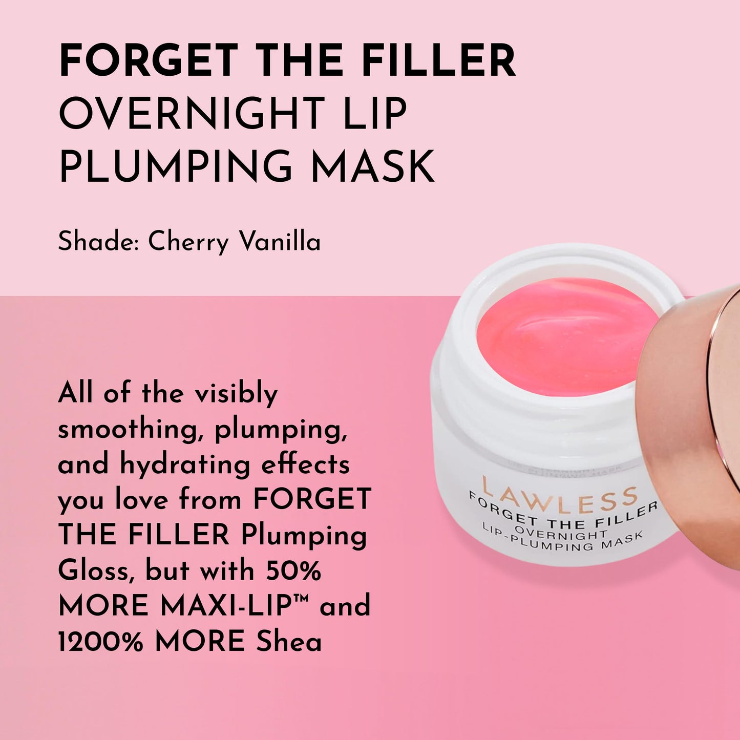 LAWLESS Forget the Filler Lip Mask - Cherry Vanilla - Premium Overnight Lip Plumping Treatment with Natural Ingredients Designed to Plump, Hydrate Beauty & Personal Care LAWLESS