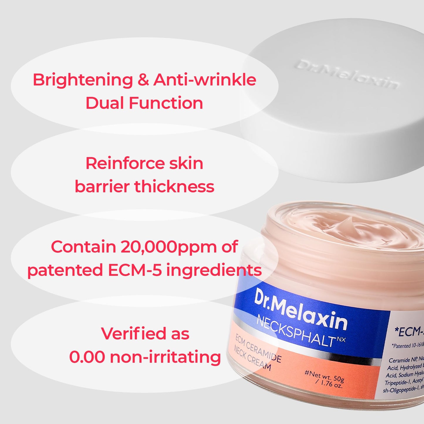 Dr.Melaxin Necksphalt Firming Cream with ECM-5 20,000ppm, Firming & Lifting Neck Cream for Wrinkles & Sagging Skin, Ceramide & Collagen for Elasticity Beauty and Personal Care Dr.Melaxin