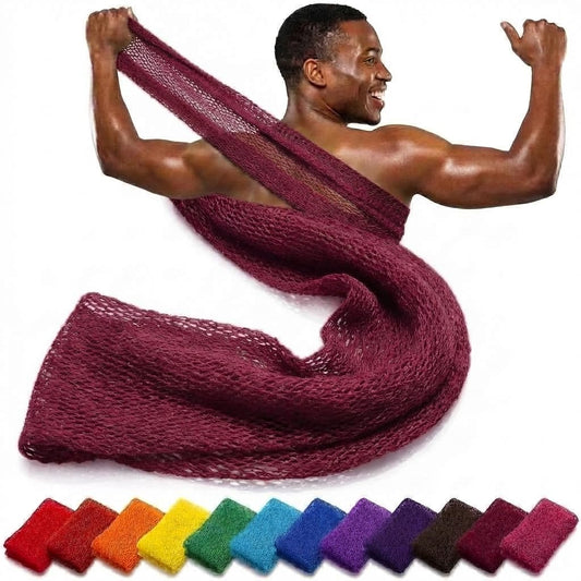 African net Sponge Authentic with Knots, Real, Long, exfoliating net Sponge with 12 Colors for Sale Made for Both Men and Women as a Hygiene Essential Beauty and Personal Care AFRICANA BEAUTY