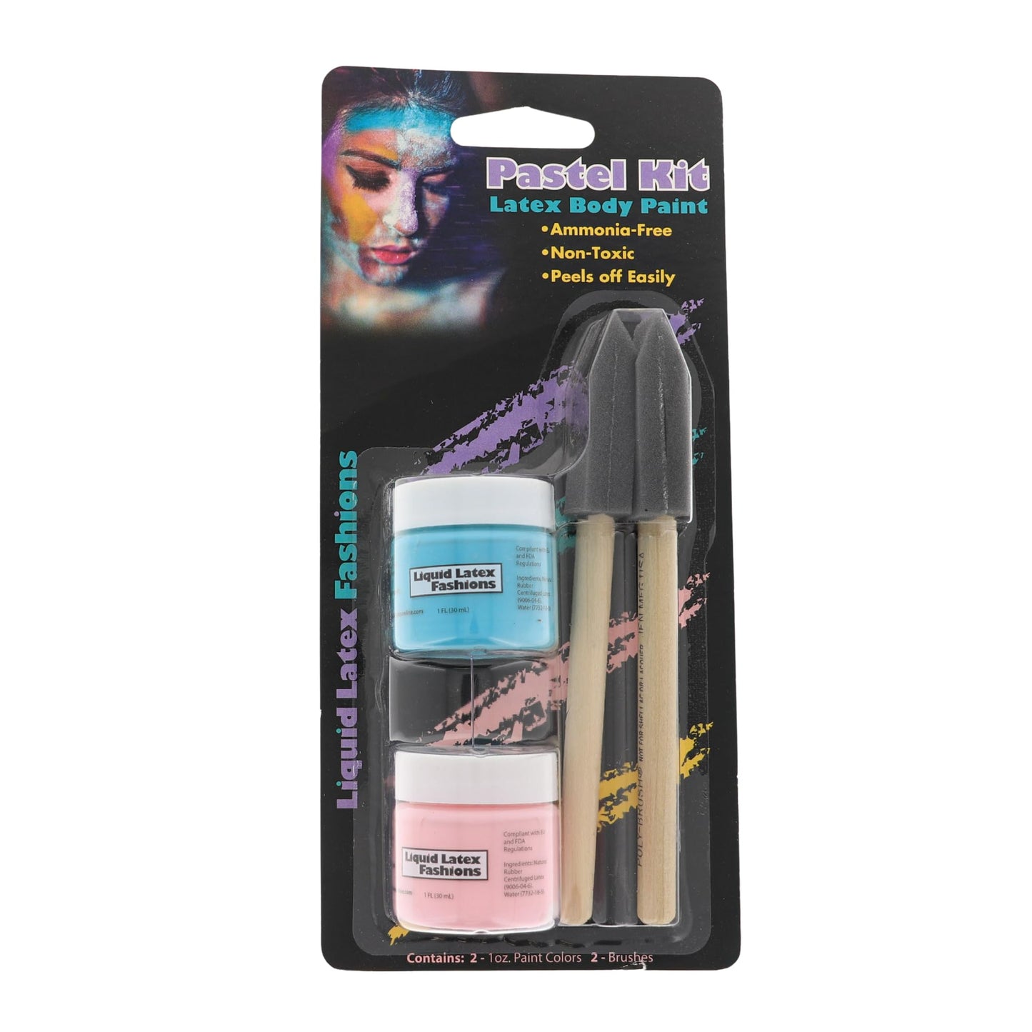 2-Pack Pastel Liquid Latex Kit - Blue & Pink, Includes two 1 oz Precision Brushes, Perfect for Body Art, SFX Makeup, Cosplay & Nail Art Beauty & Personal Care Liquid Latex Fashions