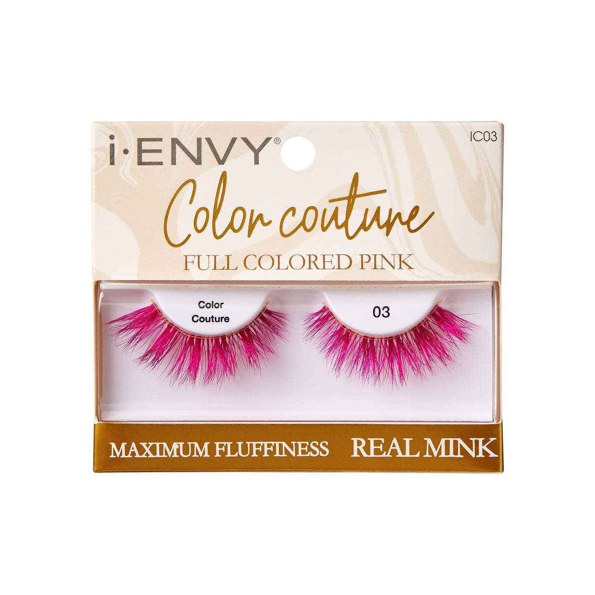iENVY False Eyelashes Real Mink Color Couture Full Colored Lashes Maximum Fluffiness and Volume Fake Eyelashes (Pink)