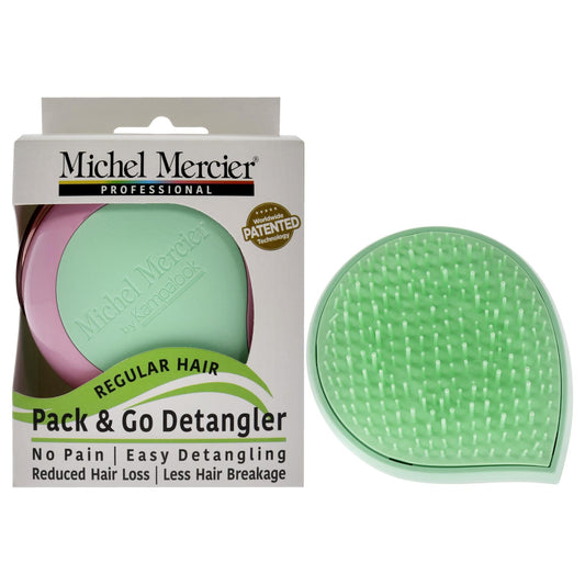 Michel Mercier Pack and Go Detangler - Unisex Detangling Hair Brush - Mini Portable Travel Size, Compact Brush - Regular Hair - Green-Pink - 1 pc Beauty & Personal Care Michel Mercier
