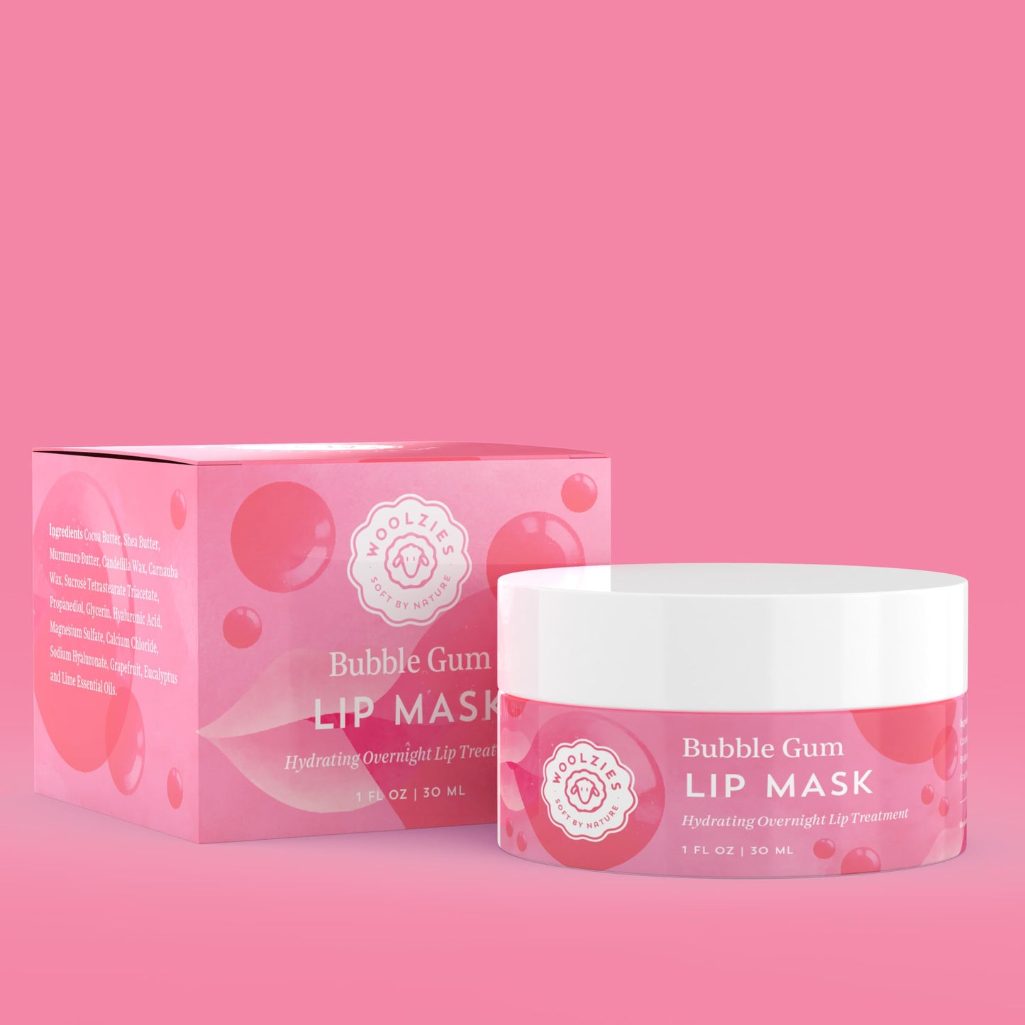 Hydrating Lip Mask with Hyaluronic Acid - Overnight Treatment for Soft, Smooth Lips - Shea Butter, Vitamin E & Natural Oils - 1 oz Jar (1 Ounce Beauty and Personal Care Woolzies