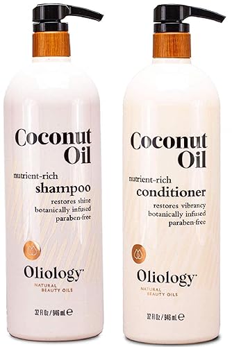 Oliology Nutrient Rich Coconut Oil Shampoo & Conditioner Combo Pack - Helps Restore Damaged Hair | Provides Intense Shine | Moisturizing | Made Beauty & Personal Care Oliology