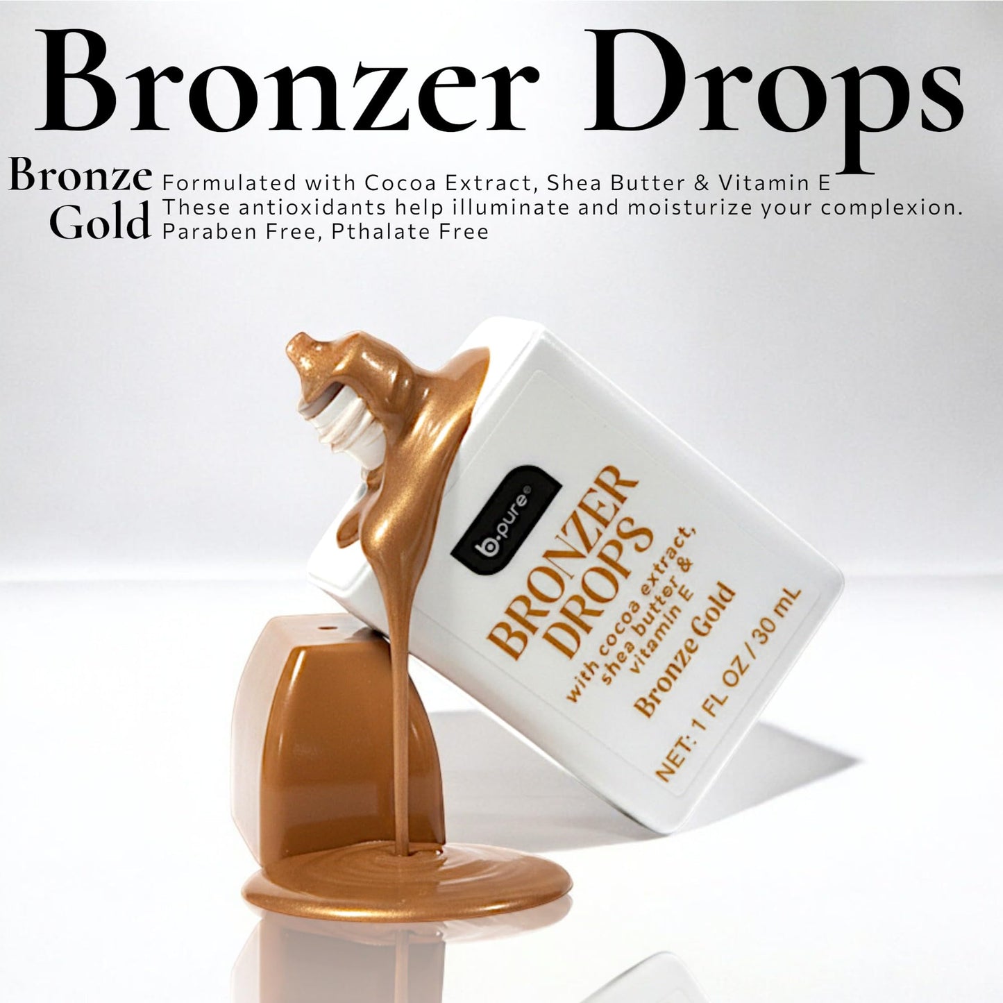 b.pure Moisturizing Bronzer Drops | Original Bronze Gold | Tinted Face & Skin Glow Enhancer | 1 oz, 3-Pack Beauty & Personal Care b.pure