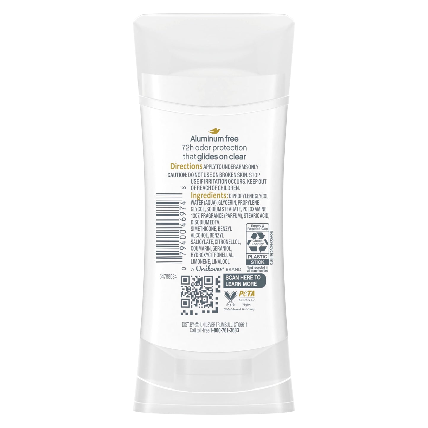 Dove 0% Aluminum Deodorant Stick Non irritating for Underarm Care Lavender and Vanilla Kindest Aluminum free 2.6 oz Beauty and Personal Care Dove