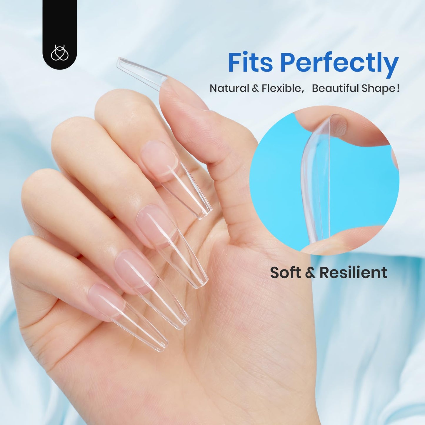 Beetles Acrylic Nails Kit 500Pcs Long Coffin Pre-Shaped Clear Full Cover Soft False Nails, Nail Tips Soak Off Easy Nail Extension Set for DIY Nails Beauty & Personal Care beetles Gel Polish