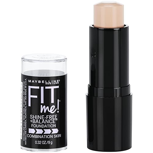 Maybelline Fit Me Shine-Free + Balance Foundation Stick, Multi-Use Face Makeup and Contour Stick For Natural, Matte Coverage, Porcelain, 1 Count Beauty & Personal Care MAYBELLINE