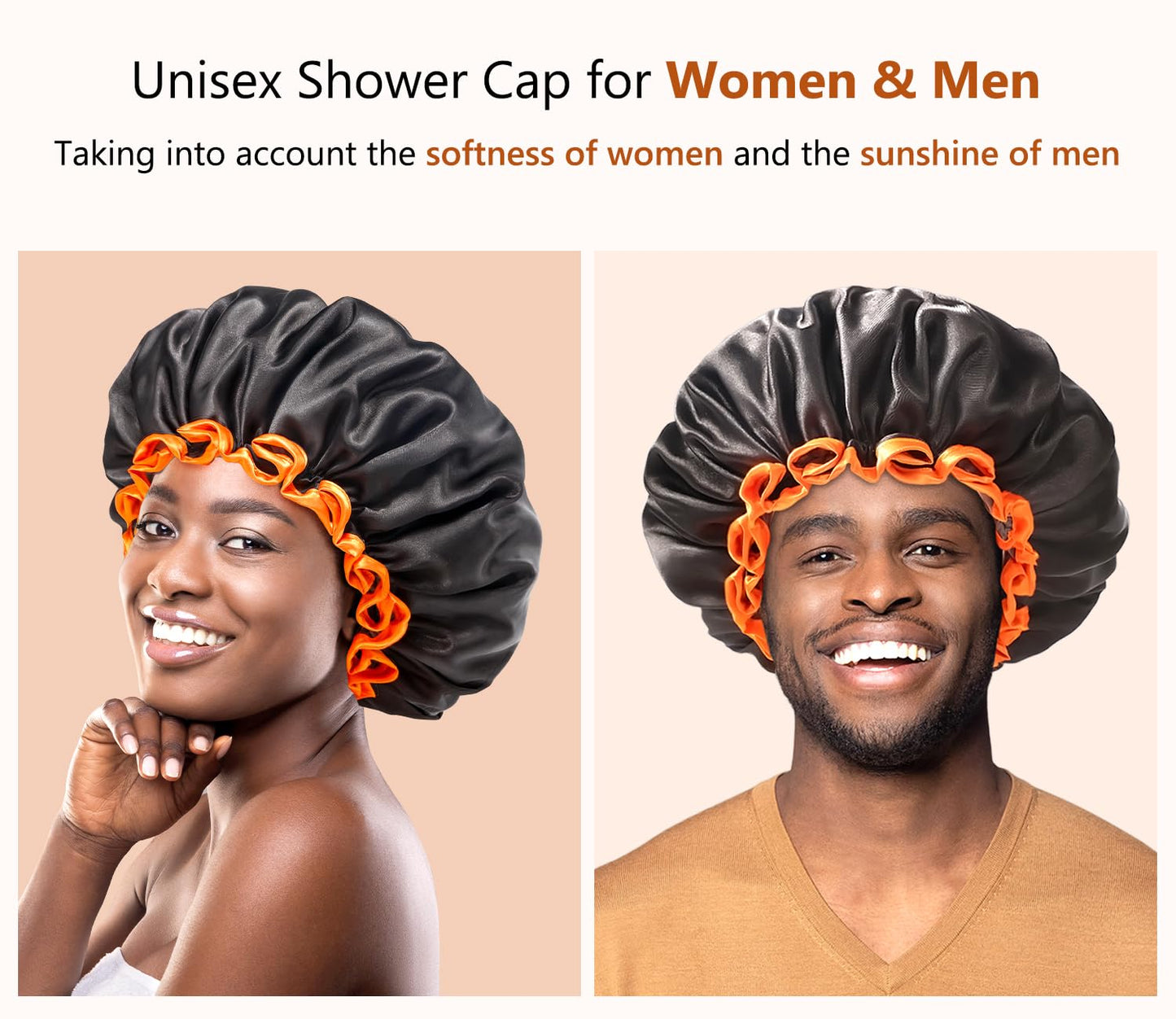 mikimini Small Black Shower Caps Pack of 2 for Kid, Double Layers Waterproof Bathing Hair Cap with Reusable Soft Comfortable PEVA Lining, Cute Beauty & Personal Care mikimini