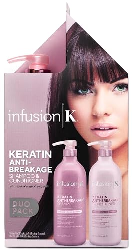 Infusion K Keratin Anti-Breakage Shampoo & Conditioner with UltraKeratin Complex | Hydrates & Strengthens | Enhances Softness & Shine | Color Safe | Beauty & Personal Care Infusion K