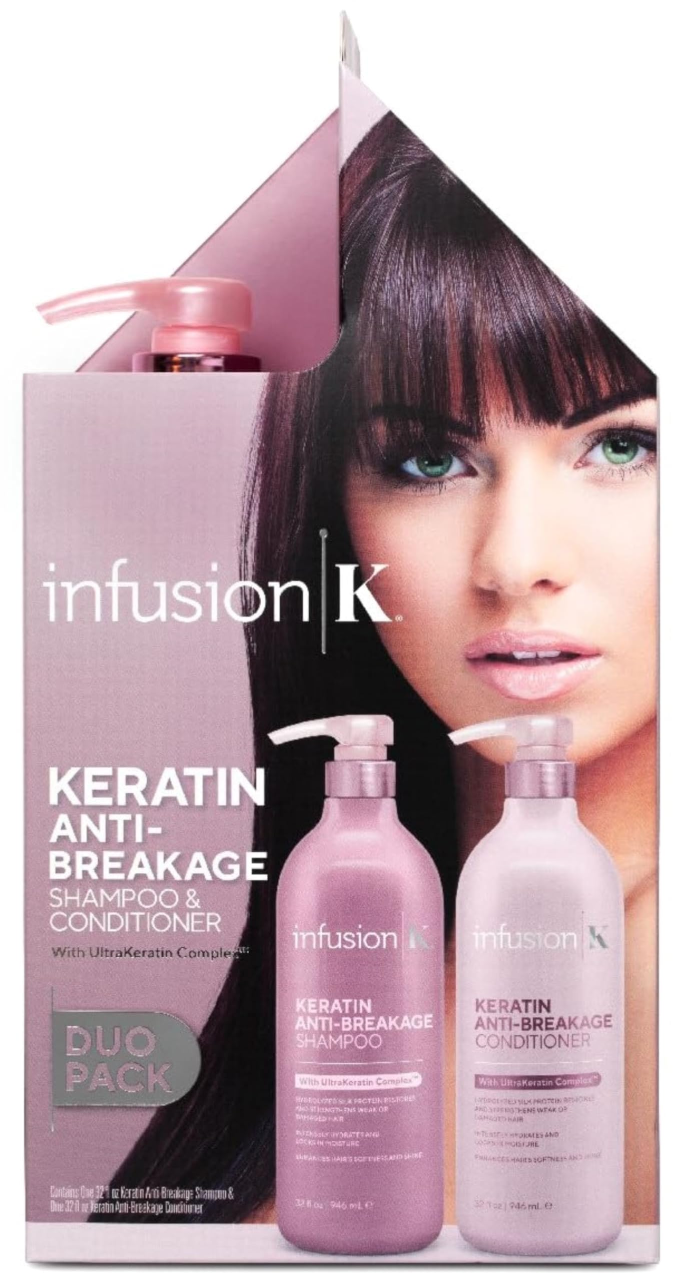 Infusion K Keratin Anti-Breakage Shampoo & Conditioner with UltraKeratin Complex | Hydrates & Strengthens | Enhances Softness & Shine | Color Safe | Beauty & Personal Care Infusion K