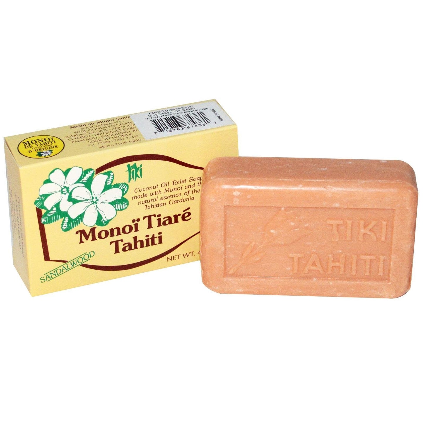 Soap Bar Sandalwood Monoi Tiare Cosmetics 4.6 oz Bar Soap Beauty & Personal Care Monoi Tiare Tahiti