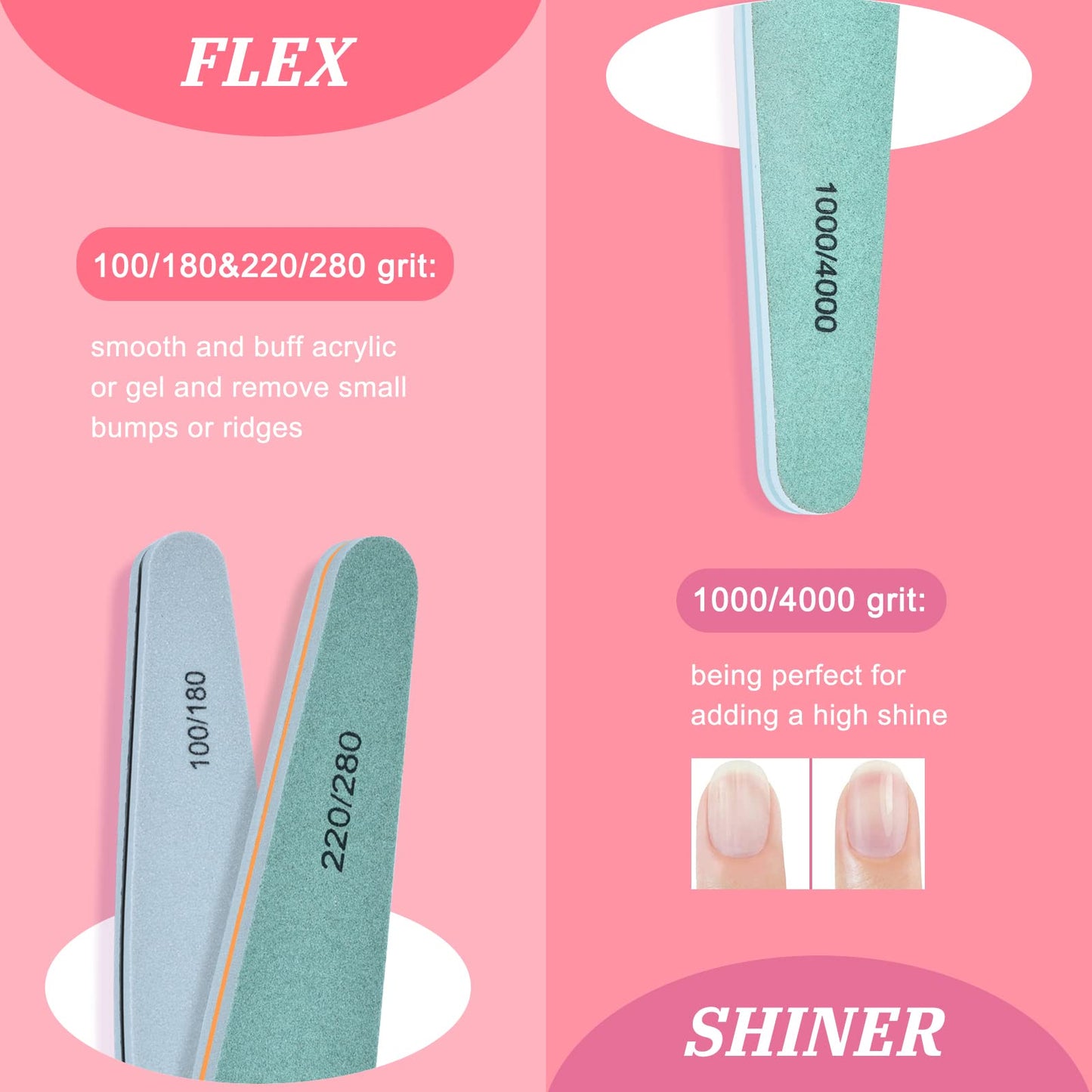 MORGLES Emery Boards Professional Grit Nail File Pack for Acrylic/Natural/Gel Nails (100/150/180/220/240/280/1000/4000 Grit) Beauty & Personal Care MORGLES