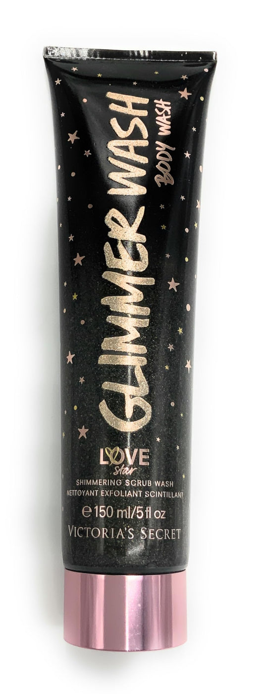 Victoria's Secret Love Star Shimmering Body Scrub Wash, Black with Gold Stars Design, 5 fl oz, Limited Edition