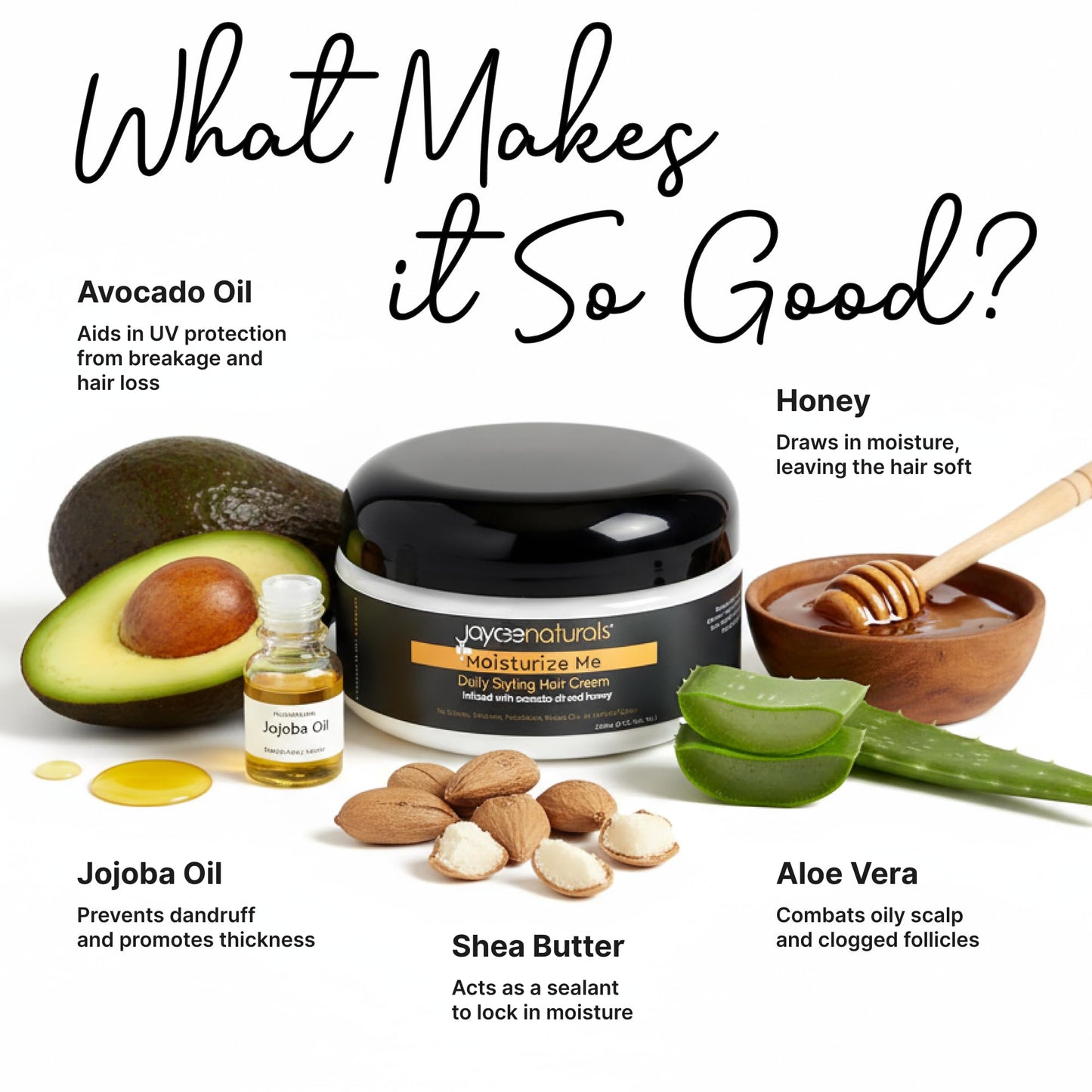 Jaycee Naturals Moisturize Me Daily Styling Hair Cream with Avocado Oil, Honey, and Shea Butter to Tame Frizz, Deep Condition, and Lock in Moisture Beauty & Personal Care Jaycee Naturals