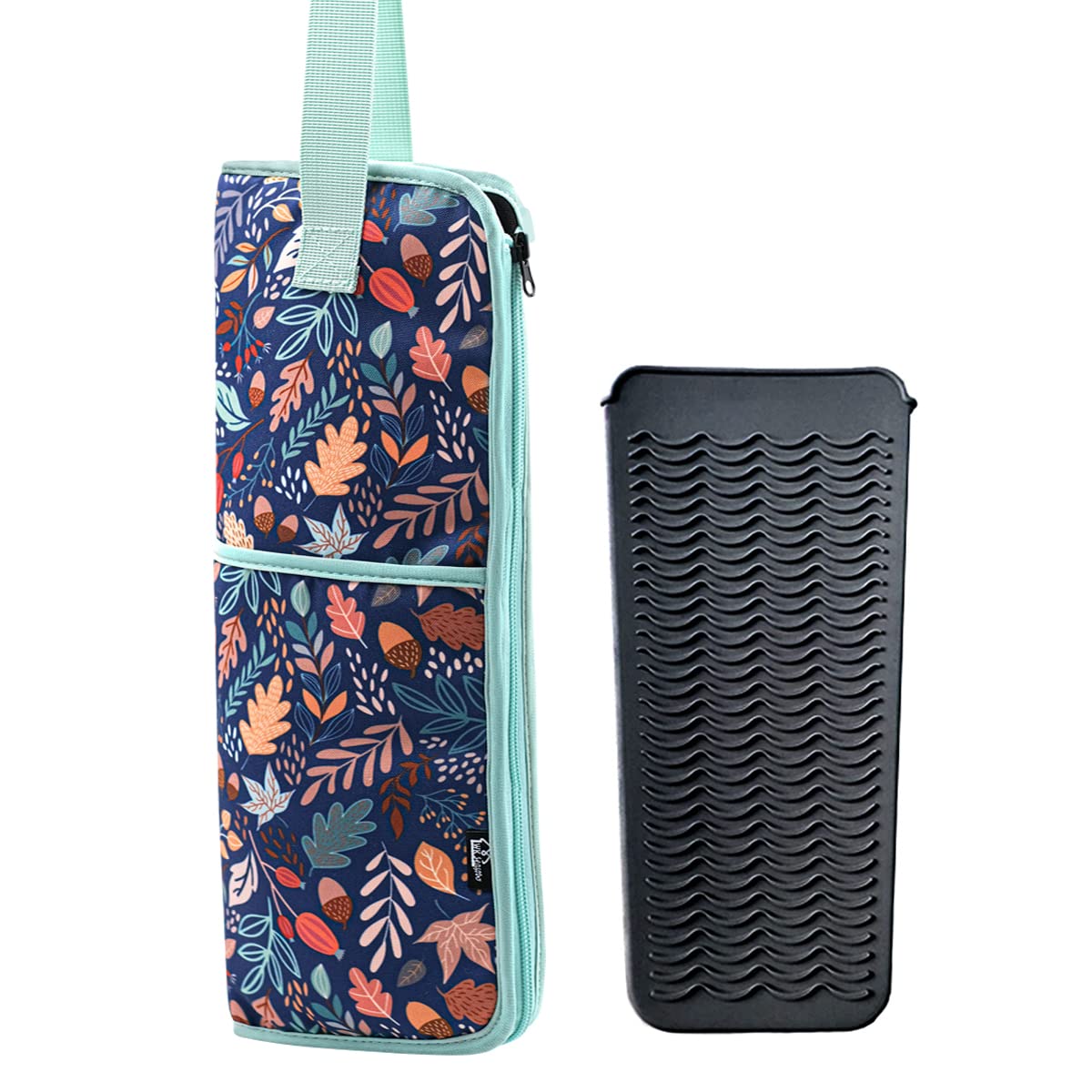 2 Pieces Hair Flat Iron Case Holder Canvas Bag Heat Resistant Curling Iron Silicone Straightener Holder Mat for Hair Tools Curling Iron Organizer Bag Beauty & Personal Care WK IEASON