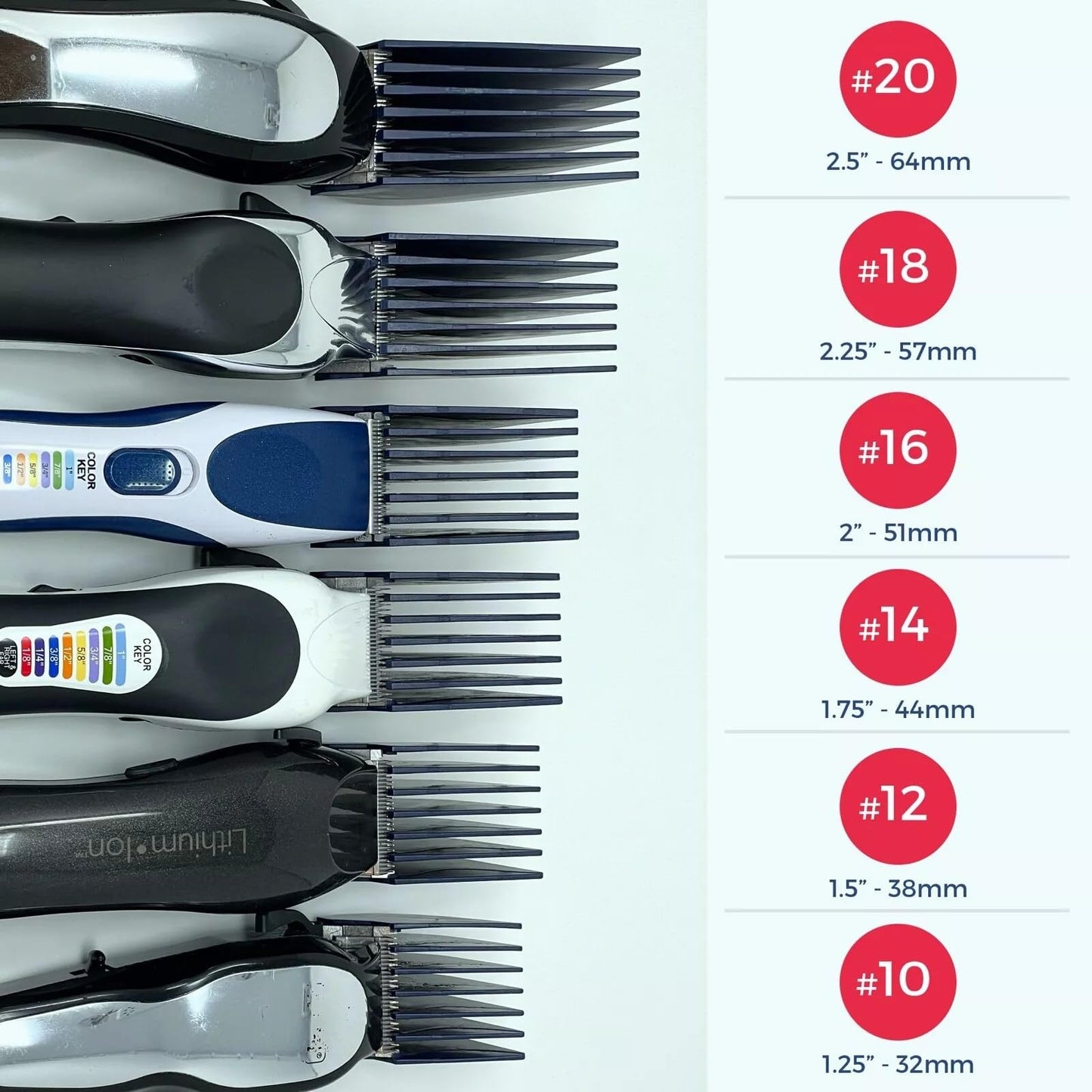 Hair Clipper Guards for Wahl Clippers, 2.5" 2.25 2 1.75 1.5 1.25 (#20 18 16 14 12 10) Beauty and Personal Care MOUDOAUER